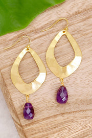 Amethyst & Fan Drop Earrings - GF