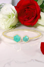 Amazonite Hexagon Cuff Bracelet - GF