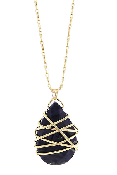 Wrapped Lapis Pendant Necklace - GF