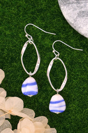 Blue Murano Glass & Freeform Hoop Drop Earrings - SF