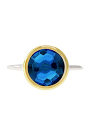 Blue Crystal 2 Tone Plated Ring - SF