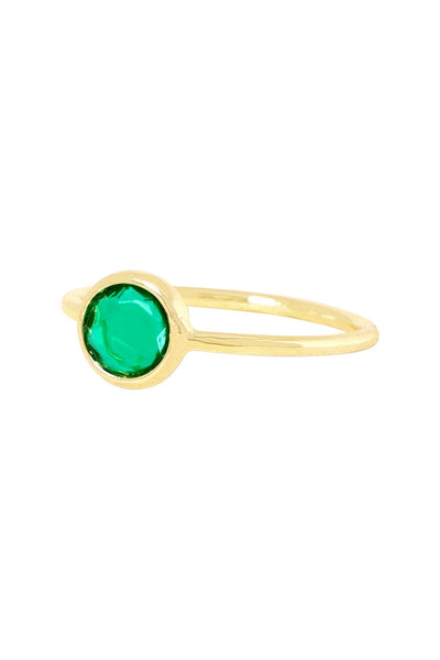 Teal Crystal Petite Round Ring - GF