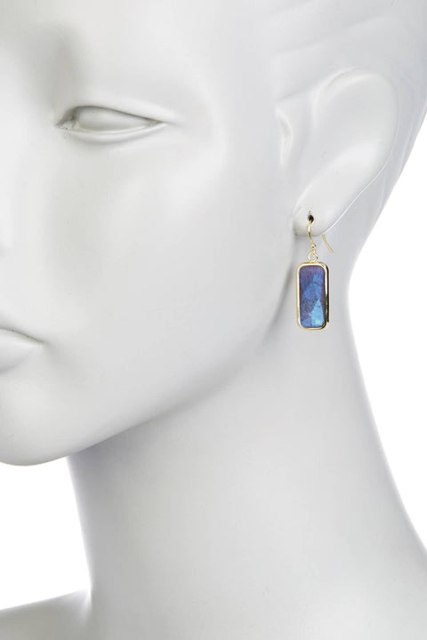 Labradorite Rectangle Earrings - GF