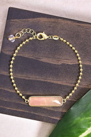 Rose Quartz Beaded Charm Bracelet - GF