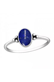 Sterling Silver & Lapis Oval Cabochon Ring - SS