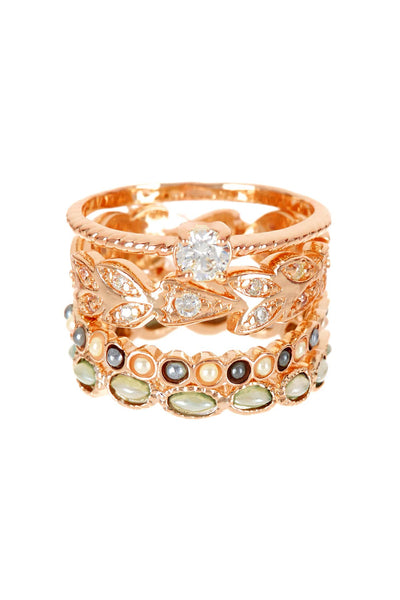 Freshwater Pearl & CZ Stack Ring Set - GF