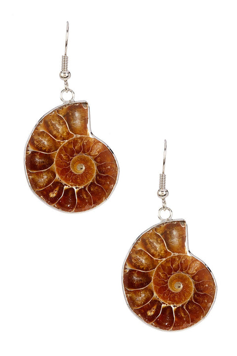 Natural Ammonite Drop Earrings - SF