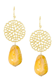 Crazy Lace Agate & Daisy Disc Drop Earrings - GF