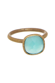 Raw Brass & Amazonite Crystal Ring - BR