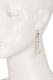 Lily Fossil & Mixed Stone Drop Earrings - GF