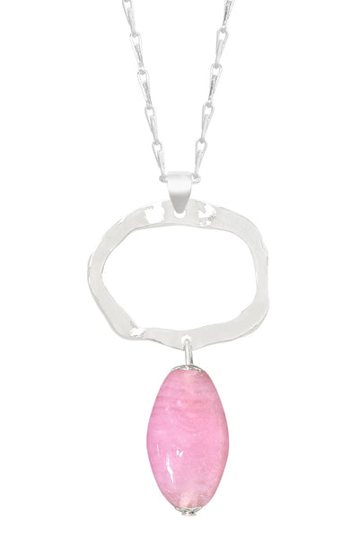 Pink Murano Glass & Freeform Pendant Necklace - SF