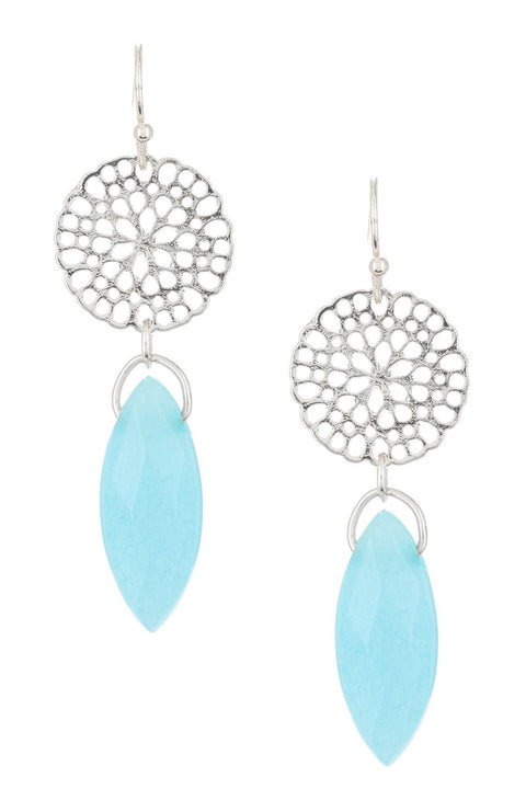 Amazonite & Filigree Daisy Drop Earrings - SF