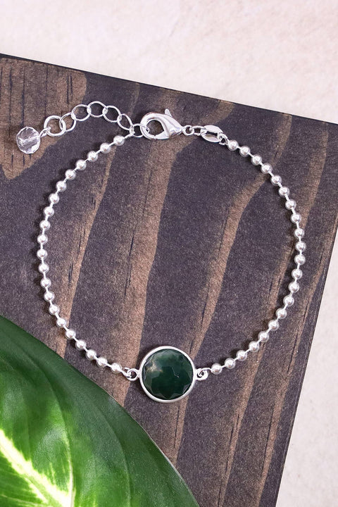 Moss Agate Beaded Charm Bracelet - SF