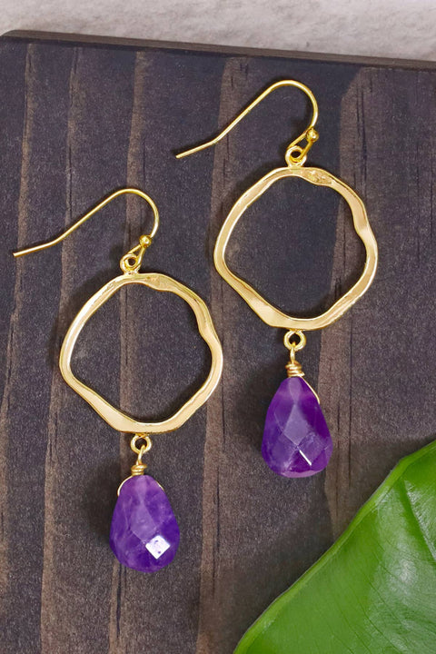 Amethyst & Orbit Drop Earrings - GF