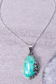 Amazonite Floral Pendant Necklace - SF