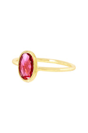 Raspberry Crystal Petite Oval Ring - GF