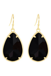 Black Onyx Pear Cut Earrings - GF