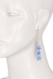 Tanzanite Austrian Crystal Flower Bloom Drop Earrings - GF