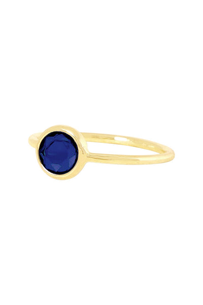 Blue Chalcedony Crystal Petite Round Ring - GF