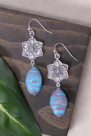 Murano Glass & Coexist Harmony Lotus Drop Earrings - SF