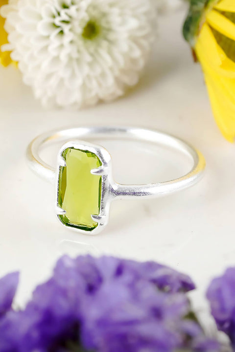 Peridot Crystal Small Cab Ring - SF