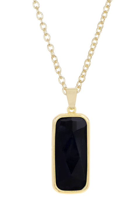 Onyx Rectangle Pendant Necklace - GF