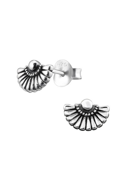 Sterling Silver Folding Fan Ear Studs - SS