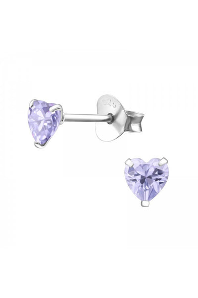 Sterling Silver Heart 4mm Ear Studs With Cubic Zirconia - SS