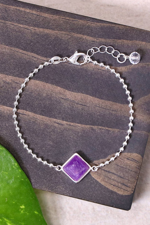 Amethyst Beaded Charm Bracelet - SF