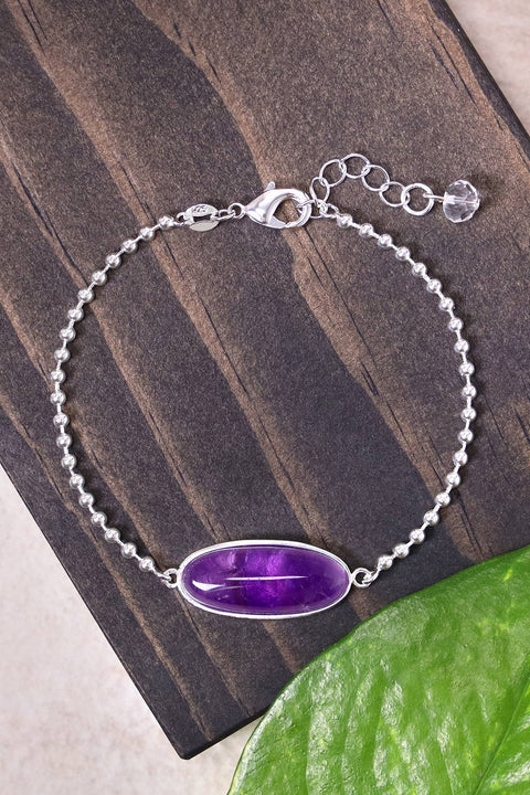 Amethyst Beaded Charm Bracelet - SF