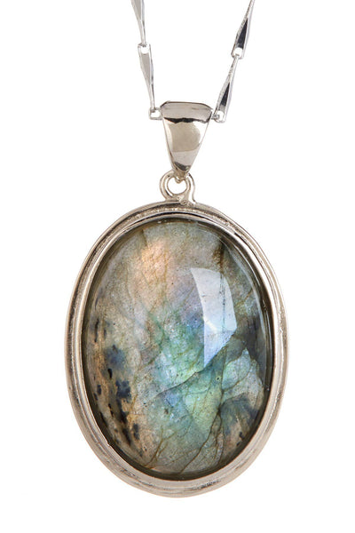 Labradorite Oval Pendant Necklace - SF