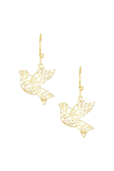 14k Gold Plated Dove Drop Earrings - GF