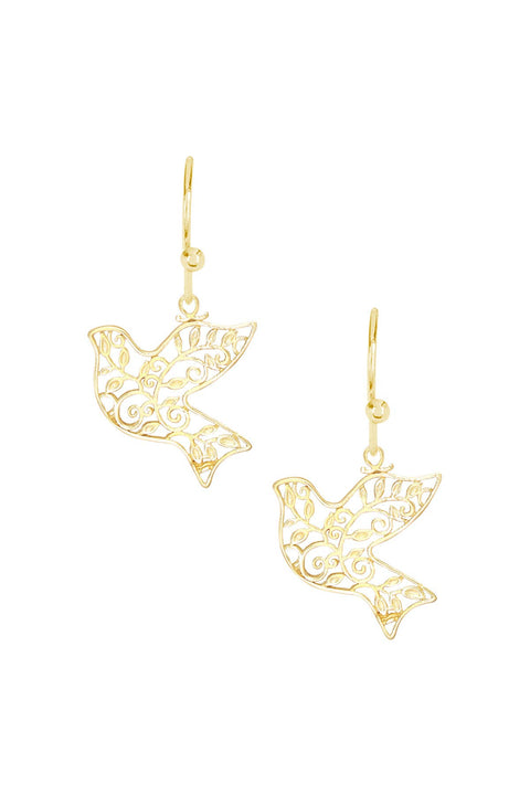 14k Gold Plated Dove Drop Earrings - GF