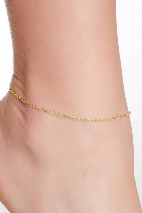 14k Gold Plated 1.5mm Cable Chain Anklet - GP