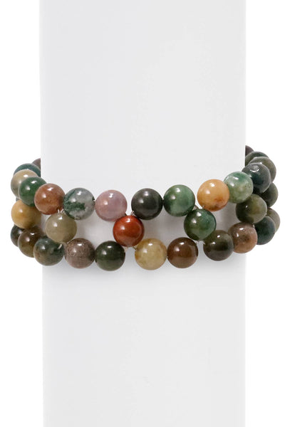 Mixed Jasper 8mm Beads Braided Bracelet - GF