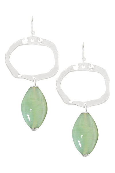 Green Murano Glass & Freeform Drop Earrings - SF