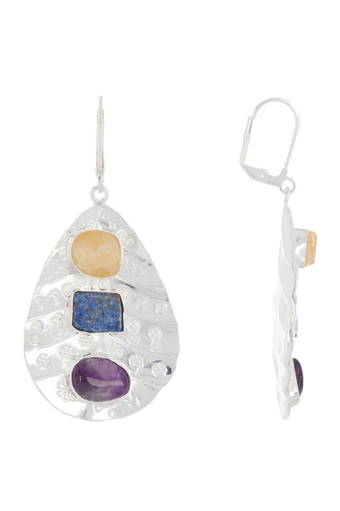 Mixed Gemstones Drop Earrings - SF