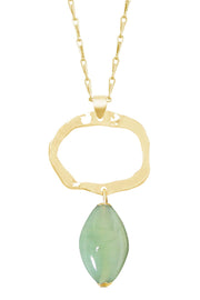 Green Murano Glass & Freeform Pendant Necklace - GF