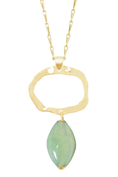 Green Murano Glass & Freeform Pendant Necklace - GF