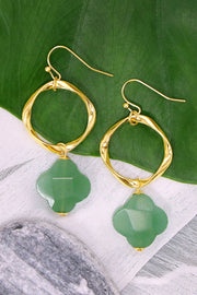 Green Aventurine & Freeform Hoop Drop Earrings - GF