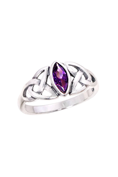 Amethyst CZ & Sterling Silver Celtic Ring - SS