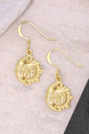 14k Gold Plated Sun & Moon Drop Earrings - GF