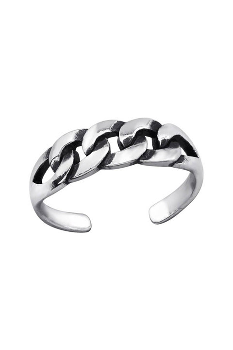 Sterling Silver Patterned Adjustable Toe Ring - SS