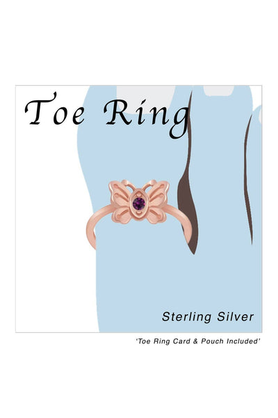 Sterling Silver Rose Gold Plated Butterfly Toe Ring - RG