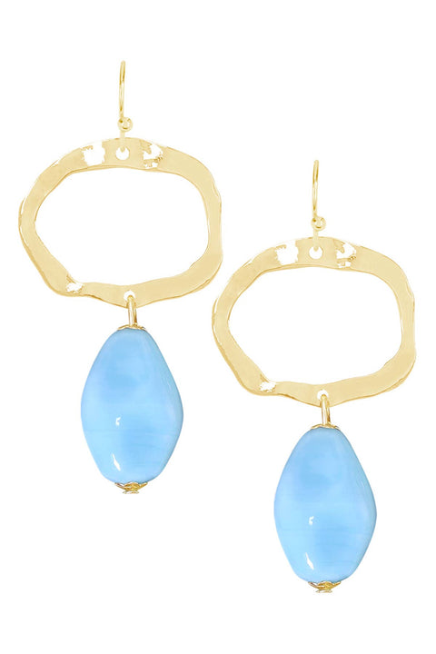 Blue Murano Glass & Freeform Drop Earrings - GF