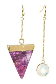 Amethyst & Moonstone Crystal Drop Earrings - GF