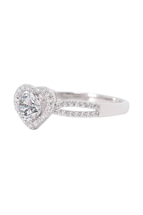 Sterling Silver Moissanite Engagement Heart Ring - SS