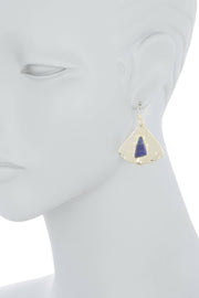 Lapis & Hand Struck Fan Earrings - GF