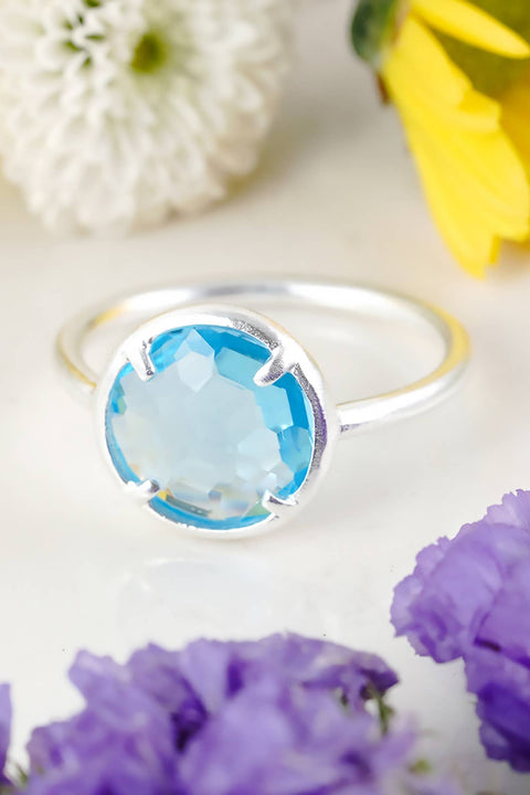 Sky Blue Crystal Lollipop Ring - SF