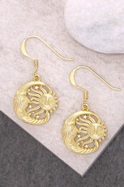 14k Gold Plated Sun & Moon Drop Earrings - GF